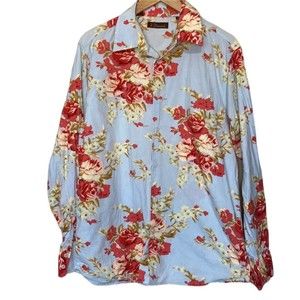 7 Diamonds Floral Button Down Women's Shirt XL